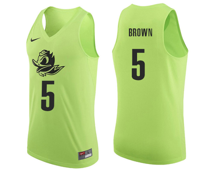 Oregon Ducks #5 Elijah Brown Replica College Basketball Jersey Apple Green
