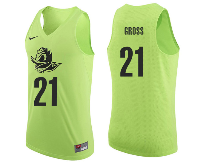 Youth Oregon Ducks #21 Evan Gross Replica College Basketball Jersey Apple Green