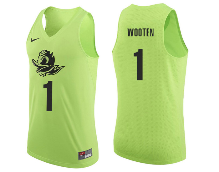 Youth Oregon Ducks #1 Kenny Wooten Authentic College Basketball Jersey Apple Green