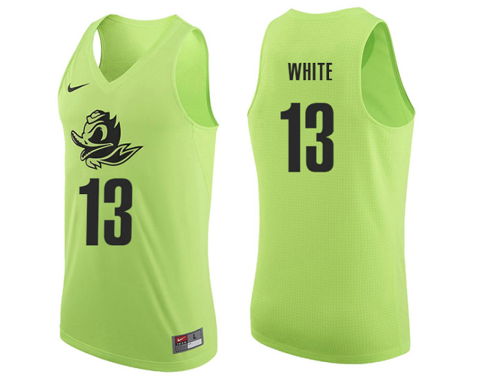 Youth Oregon Ducks #13 Paul White Replica College Basketball Jersey Apple Green