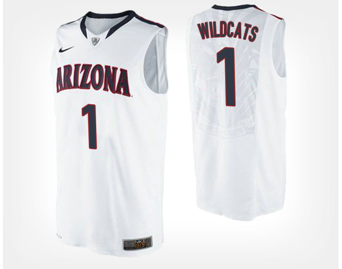 Arizona Wildcats #1 White Authentic College Basketball Jersey