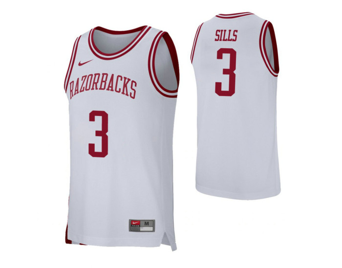 Youth Arkansas Razorbacks Retro Desi Sills Replica College Basketball Jersey White