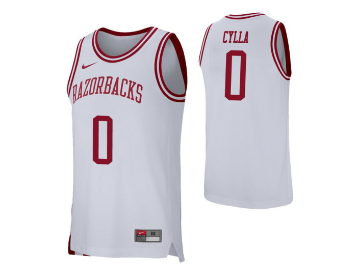 Arkansas Razorbacks #0 Jeantal Cylla White Replica College Basketball Jersey