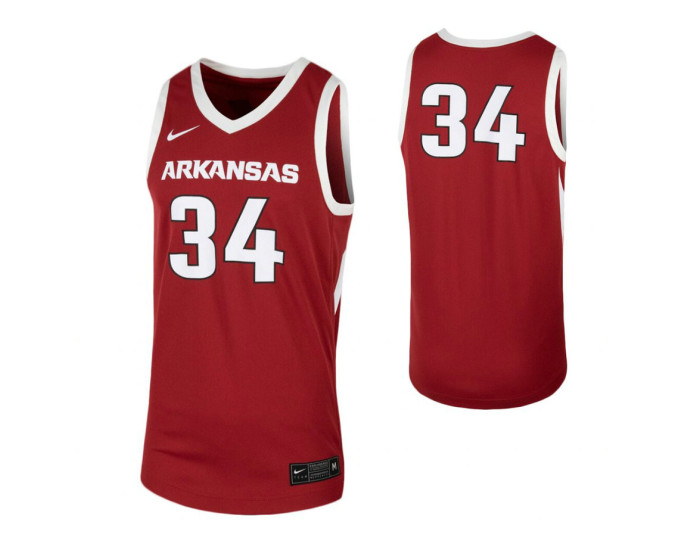 Arkansas Razorbacks #34 Authentic College Basketball Jersey Cardinal