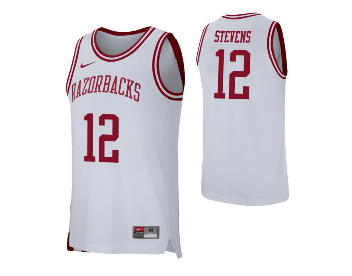 Arkansas Razorbacks #12 Ty Stevens White Authentic College Basketball Jersey
