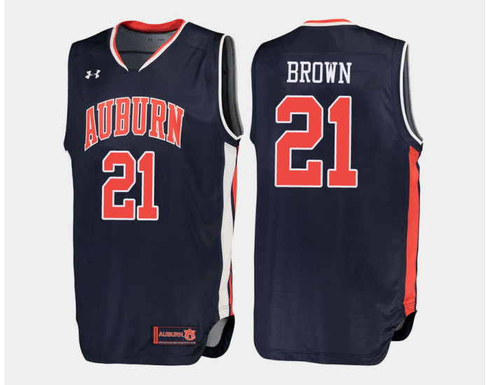 Auburn Tigers #21 Quinnel Brown Navy Road Authentic College Basketball Jersey