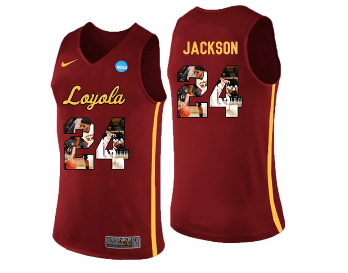 Loyola (Chi) Ramblers #24 Aundre Jackson Replica College Basketball Jersey Red