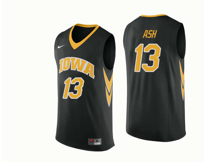 Iowa Hawkeyes #13 Austin Ash Authentic College Basketball Jersey Black