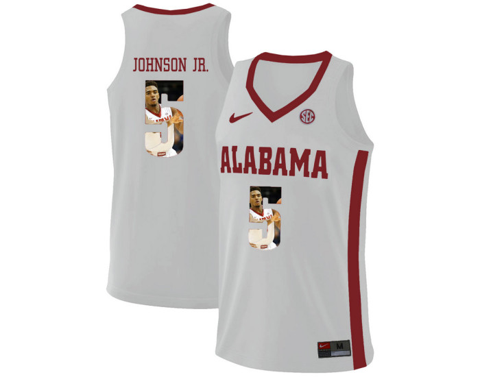 Alabama Crimson Tide #5 Avery Johnson Jr. Replica College Basketball Jersey White