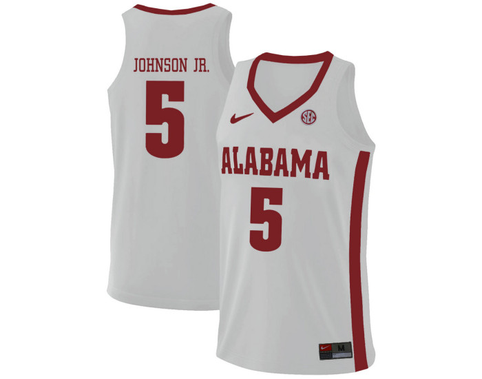 Alabama Crimson Tide #5 Avery Johnson Jr. Authentic College Basketball Jersey White