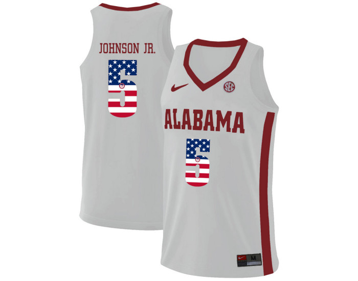 Alabama Crimson Tide #5 Avery Johnson Jr. Authentic College Basketball Jersey White