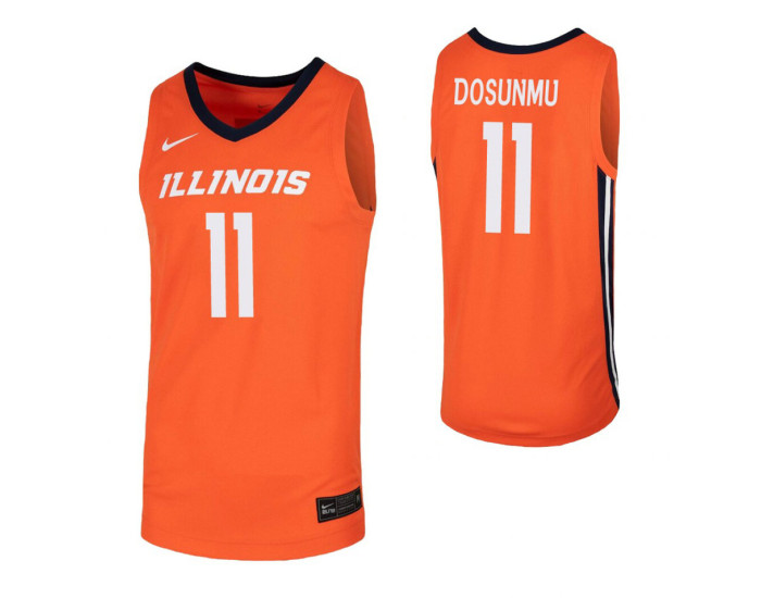 Illinois Fighting Illini #11 Ayo Dosunmu Orange Replica College Basketball Jersey
