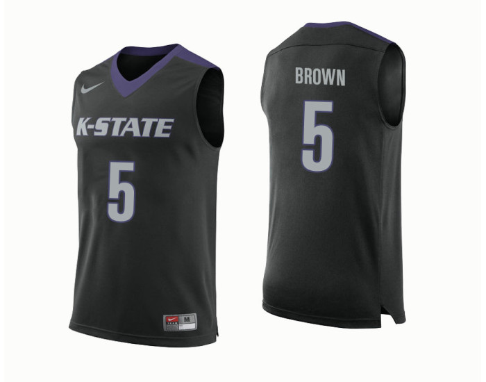 Youth Kansas State Wildcats #5 Barry Brown Authentic College Basketball Jersey Black