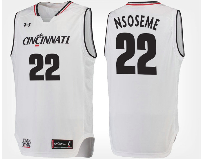 Cincinnati Bearcats #22 Eliel Nsoseme White Road Authentic College Basketball Jersey