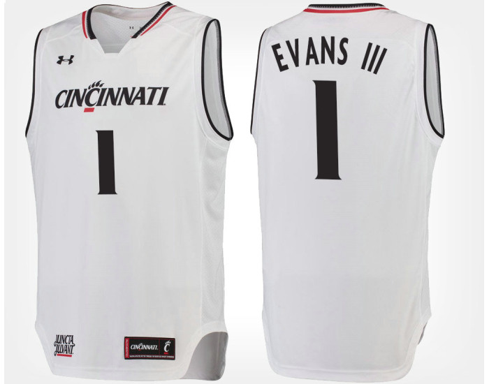 Cincinnati Bearcats #1 Jacob Evans III White Road Authentic College Basketball Jersey