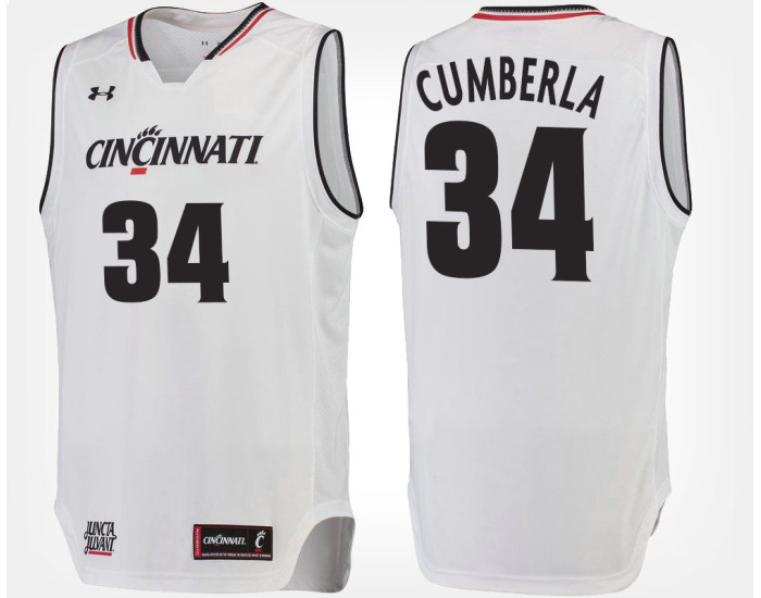 Cincinnati Bearcats #34 Jarron Cumberland White Road Authentic College Basketball Jersey