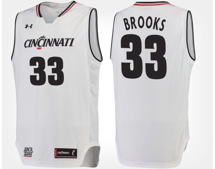 Cincinnati Bearcats #33 Nysier Brooks White Road Authentic College Basketball Jersey