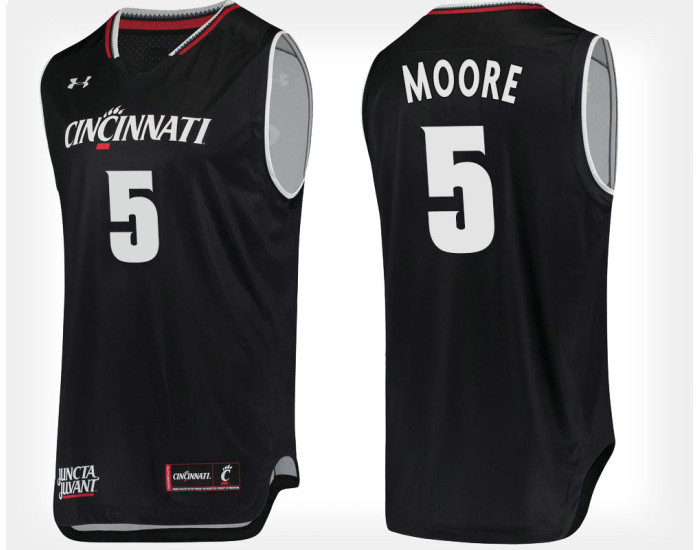 Cincinnati Bearcats #5 Trevor Moore Blue Home Replica College Basketball Jersey