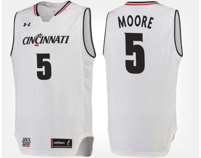 Cincinnati Bearcats #5 Trevor Moore White Road Authentic College Basketball Jersey