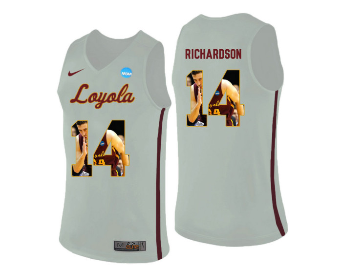 Loyola (Chi) Ramblers #14 Ben Richardson Replica College Basketball Jersey White