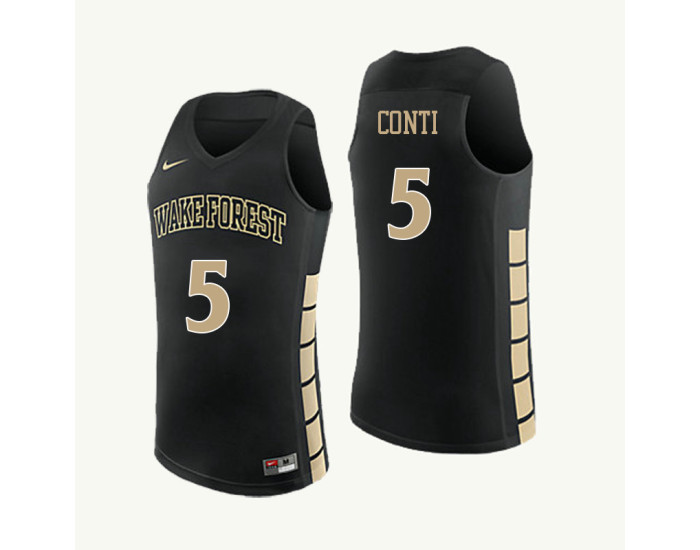 Wake Forest Demon Deacons #5 Gina Conti Authentic College Basketball Jersey Black