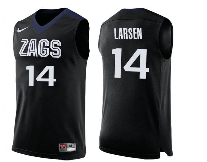 Gonzaga Bulldogs #14 Jacob Larsen Authentic College Basketball Jersey Black