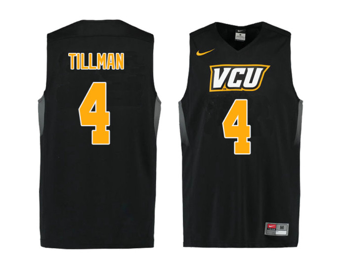 VCU Rams #4 Justin Tillman Replica College Basketball Jersey Black