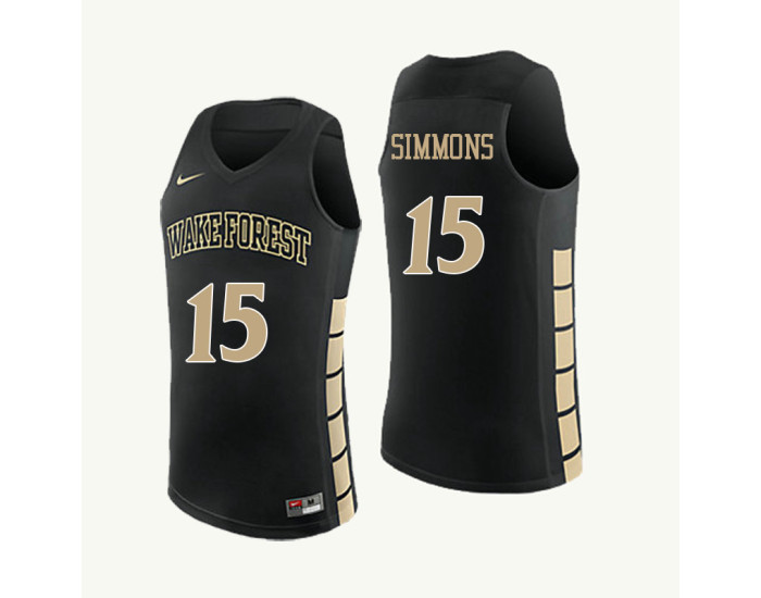Wake Forest Demon Deacons #15 Kortni Simmons Replica College Basketball Jersey Black