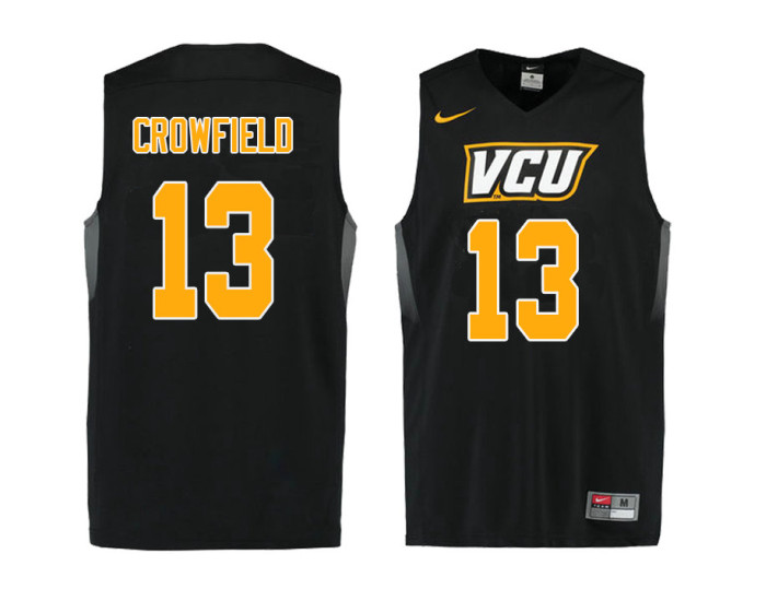 VCU Rams #13 Malik Crowfield Replica College Basketball Jersey Black