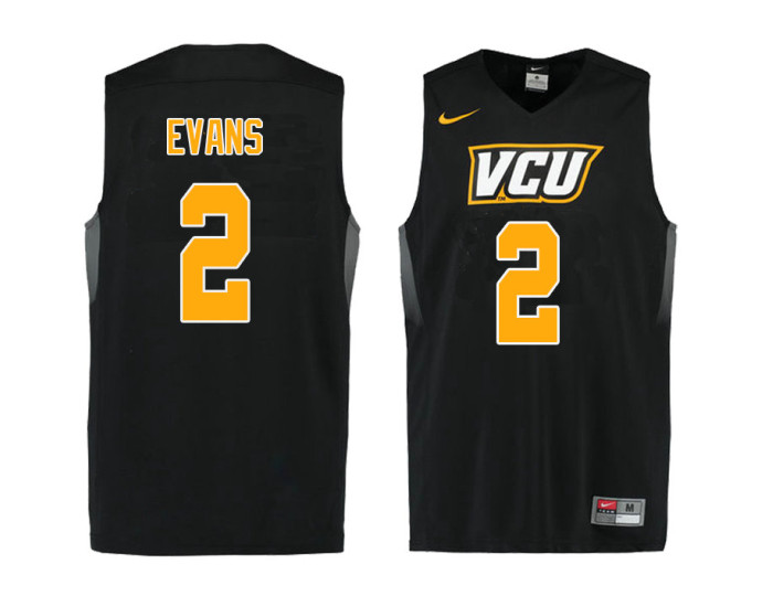 VCU Rams #2 Marcus Evans Replica College Basketball Jersey Black