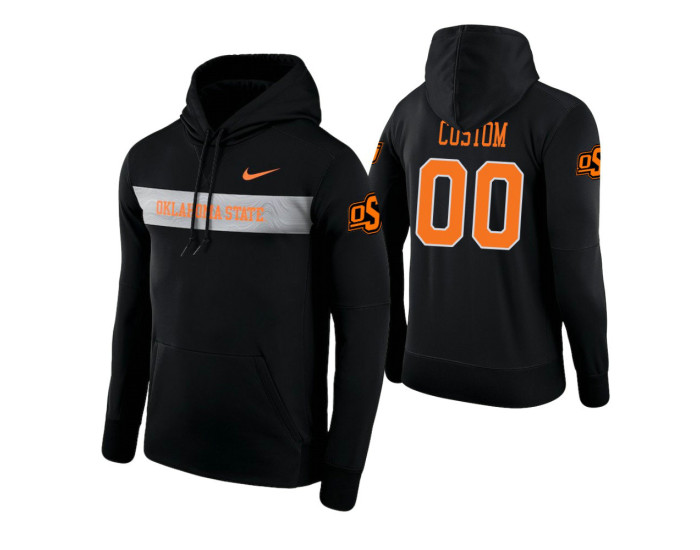 Oklahoma St Cowboys #00 Custom Men's Black Pullover Hoodie