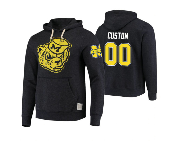 Michigan Wolverines #00 Custom Men's Black College Basketball Hoodie