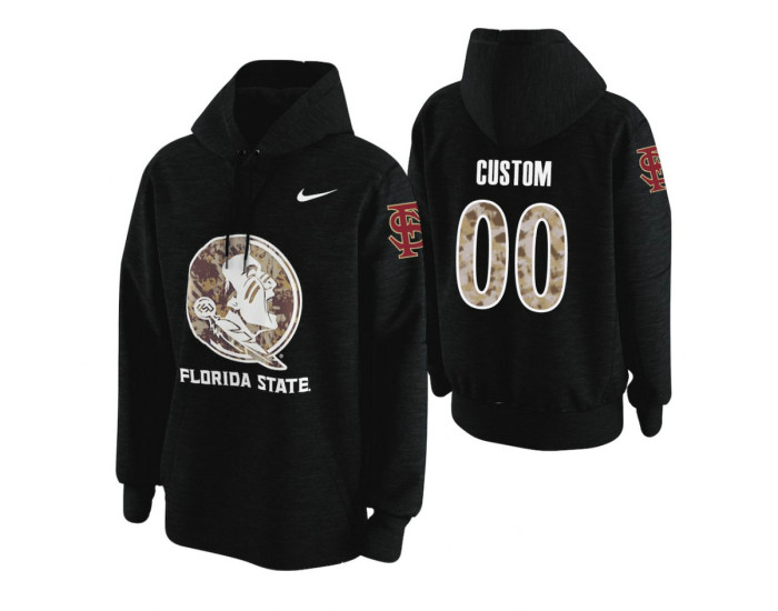 Florida State Seminoles #00 Custom Men's Black College Basketball Hoodie