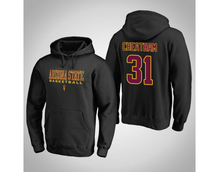 Arizona State Sun Devils #31 Zylan Cheatham Men's Black College Basketball Hoodie