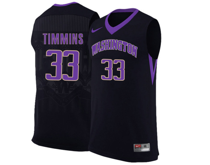 Washington Huskies #33 Sam Timmins Replica College Basketball Jersey Black