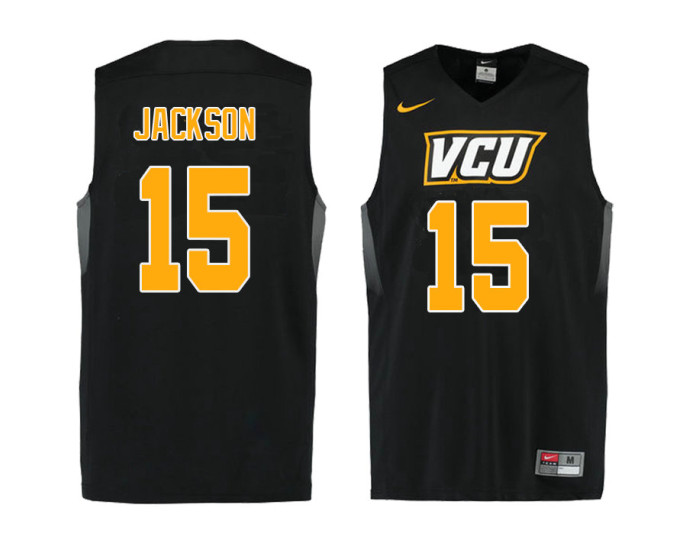 VCU Rams #15 Xavier Jackson Replica College Basketball Jersey Black