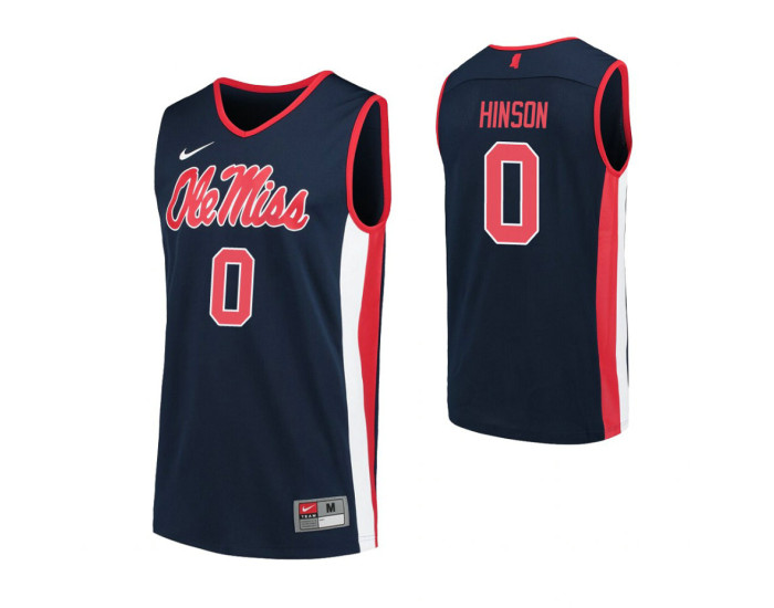 Youth Ole Miss Rebels #0 Blake Hinson Navy Replica College Basketball Jersey