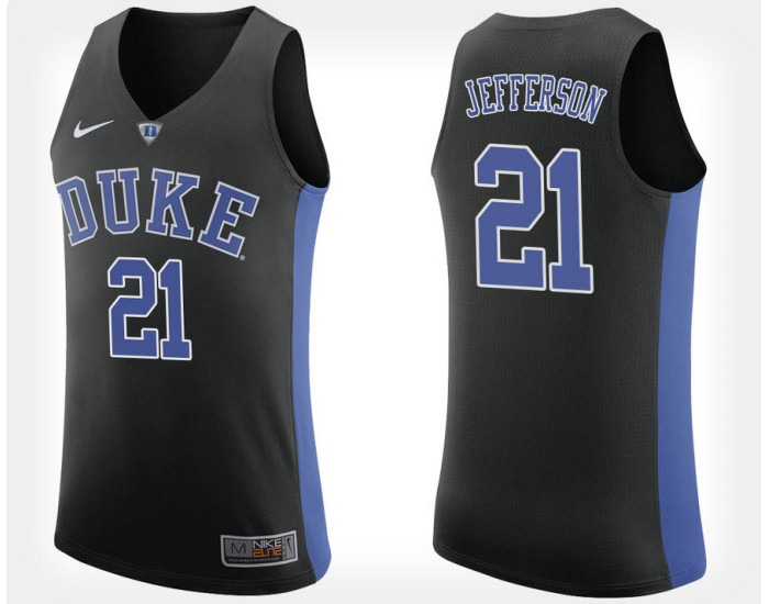 Duke Blue Devils #21 Amile Jefferson Black Alternate Authentic College Basketball Jersey
