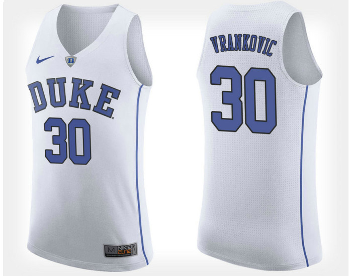 Duke Blue Devils #30 Antonio Vrankovic White Road Authentic College Basketball Jersey
