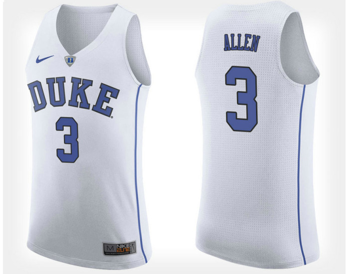 Youth Duke Blue Devils #3 Grayson Allen White Road Replica College Basketball Jersey