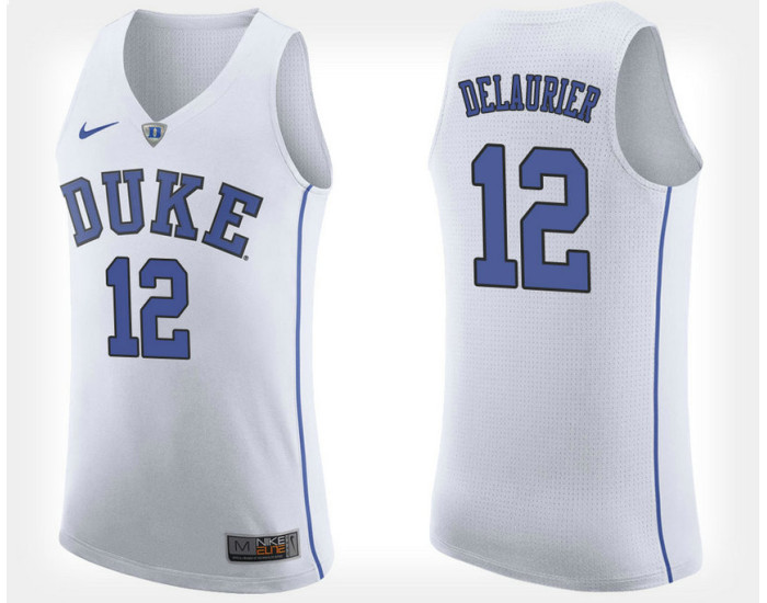 Duke Blue Devils #12 Javin DeLaurier White Road Authentic College Basketball Jersey
