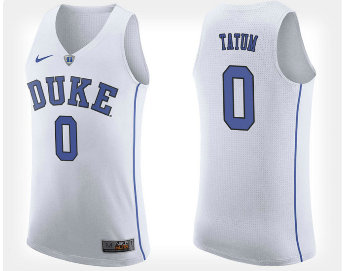Duke Blue Devils #0 Jayson Tatum White Road Authentic College Basketball Jersey