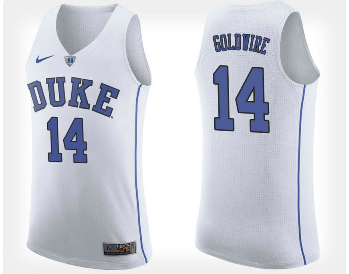 Youth Duke Blue Devils #14 Jordan Goldwire White Road Replica College Basketball Jersey