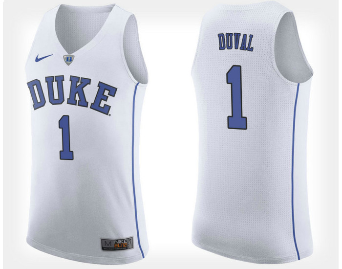 Duke Blue Devils #1 Trevon Duval White Road Authentic College Basketball Jersey