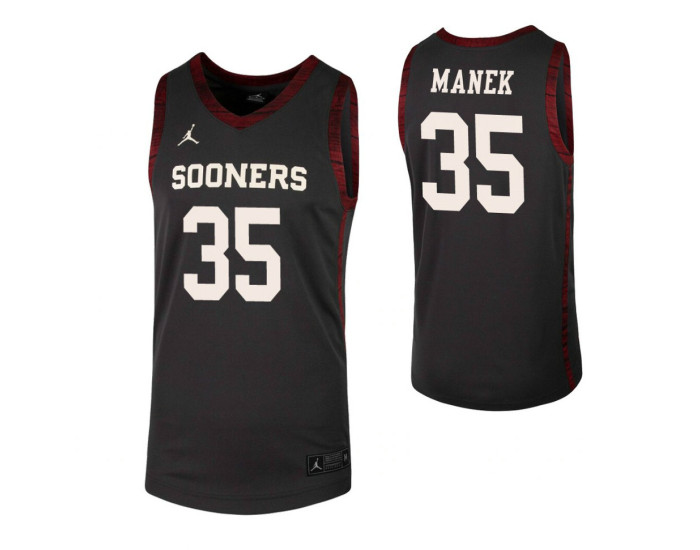 Youth Oklahoma Sooners #35 Brady Manek Anthracite Replica College Basketball Jersey