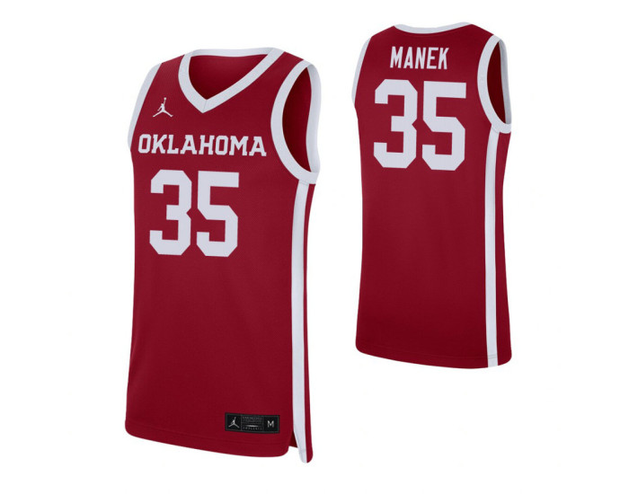Oklahoma Sooners #35 Brady Manek Crimson Replica College Basketball Jersey