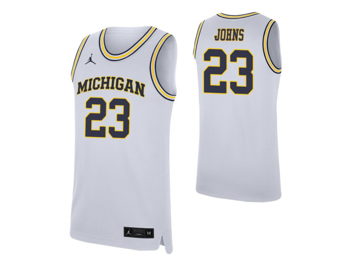 Youth Michigan Wolverines #23 Brandon Johns Jr. White Replica College Basketball Jersey