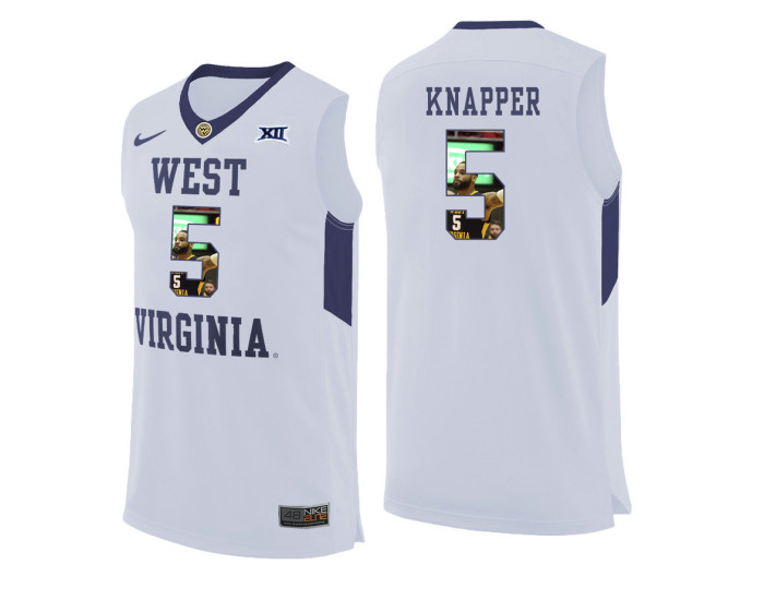 Youth West Virginia Mountaineers #5 Brandon Knapper Authentic College Basketball Jersey White