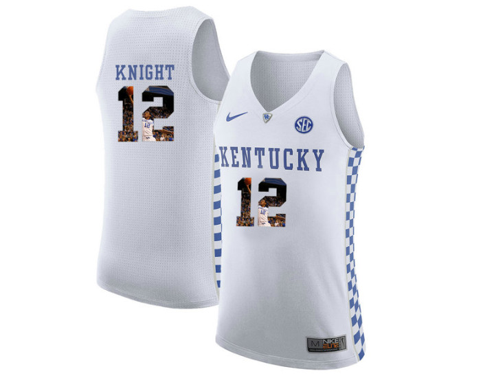Kentucky Wildcats #12 Brandon Knight Replica College Basketball Jersey White