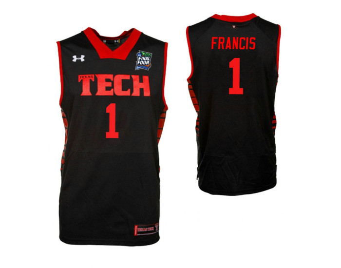 Texas Tech Red Raiders #1 Brandone Francis Black Replica College Basketball Jersey